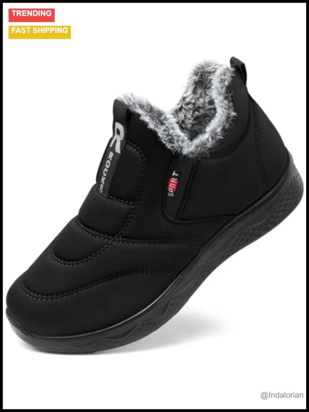 Warm Fur Lined Slip On Ankle Snow Boots Waterproof Non Slip Winter Booties